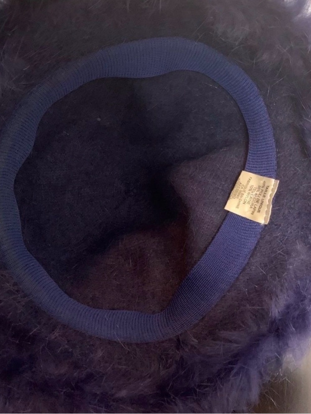 Deep Blue Rabbit/Angora Wool Blend Hat - Picture 7 of 7